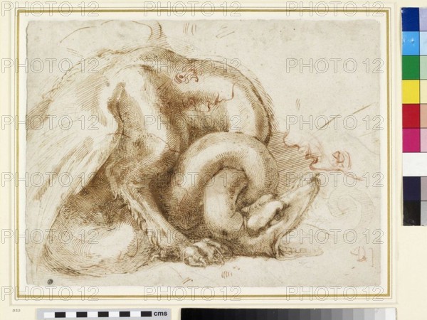 Michelangelo - Recto Dragon and other sketches, WA1846.69.