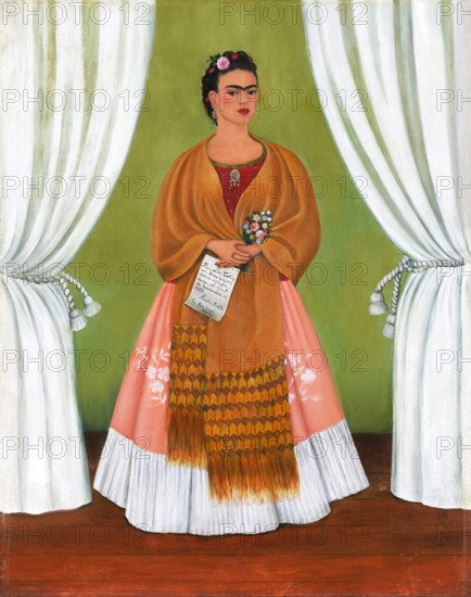 Frida Kahlo. Painting entitled "Self-Portrait Dedicated to Leon Trotsky" by the Mexican artist, Frida Kahlo de Rivera (1907-1954), 1937