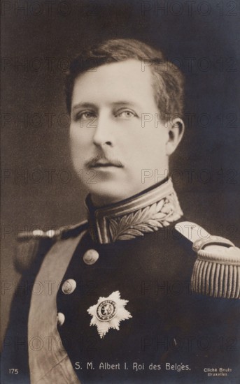 Portrait of Albert 1, King of the Belgians, approx 1909 postcard. Cliche Boute publ.