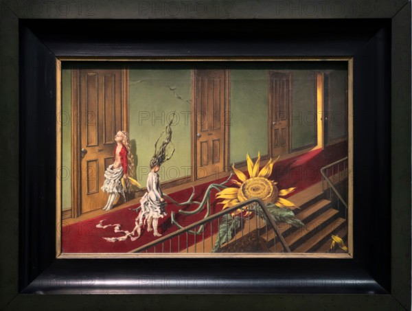 Paris, France - 11 09 2024: Surrealism exposition. Eine Kleine Nachtmusik painted by Dorothea Tanning