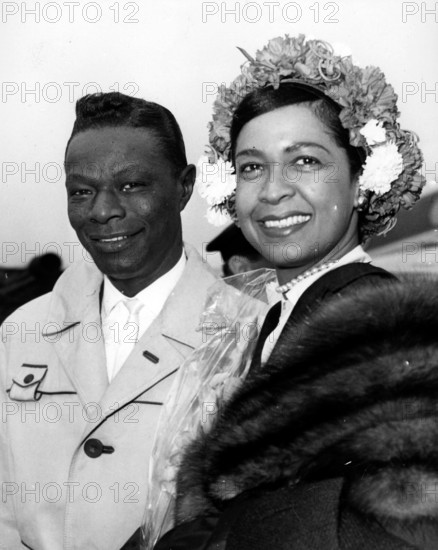 Musician Nat King Cole with wife Maria Hawkins Ellington