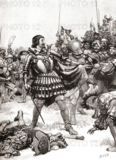 Francis I of France surrenders at The Battle of Pavia, 24 February 1525.