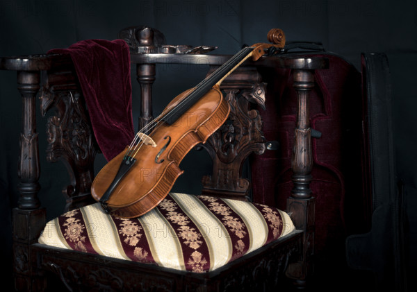 Still life with a music instrument, an cremonese violin by violin maker luthier Pablo Farias.