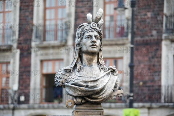 Bust of Cuauhtemoc on Zocalo, the last Aztec emperor, Mexico City, Mexico