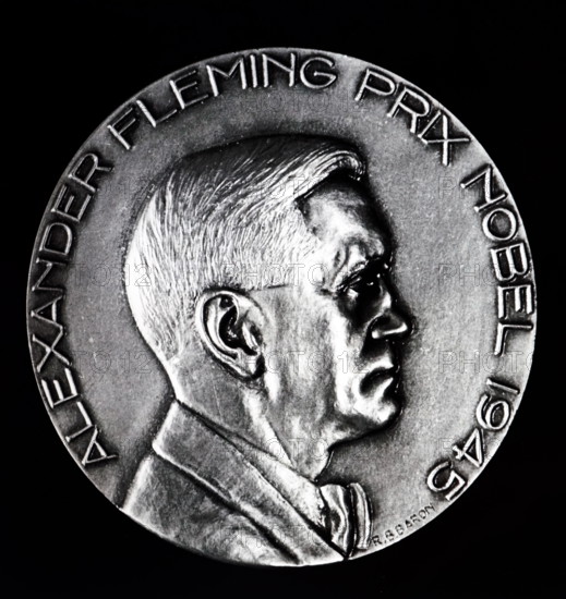 Medal commemorating Alexander Fleming's Nobel Prize win in 1945. Alexander Fleming (1881-1955) a Scottish physician, microbiologist, and pharmacologist. Dated 20th century