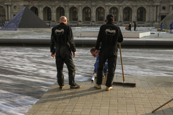 The street artist JR transforms the courtyard of the Louvre. For the 30th anniversary of the Louvre Pyramid, from March 26 to March 31, 2019 by instal