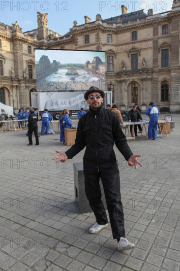 The street artist JR transforms the courtyard of the Louvre. For the 30th anniversary of the Louvre Pyramid, from March 26 to March 31, 2019 by instal