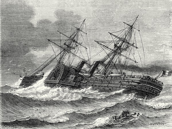 The 'Napoleon III', Transatlantic French liner launched in 1866