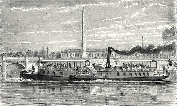 Steamboat intended to serve as a ferry service on the Seine, during the universal exposition, 1867 (model with impellers)