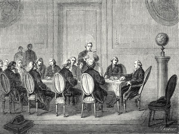 Joseph Banks lit devant la 'Société royale' de Londres la lettre de Volta 
annonçant la découverte de la pile électrique (avril 1800)