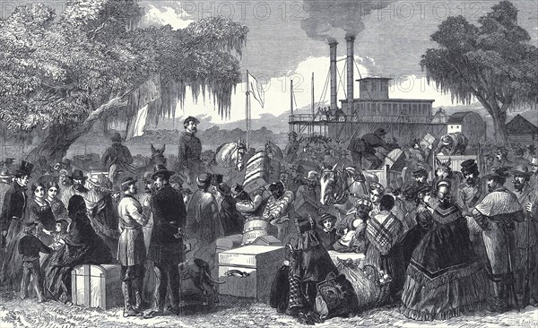 The American Civil War: Arrival Of A Federal Steamer With Flag Of Truce At Madisonville, Lake Portchartrain, 11 April, 1863