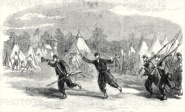 The Civil War In America; New York Firemen Zouaves Turning Out To Support Pickets Between Alexandria and Fairfax Courthouse, Virginia, 22 June, 1861