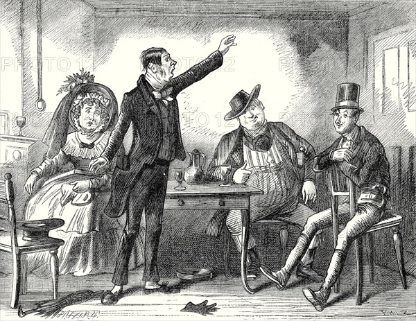 Pickwick Papers, ìMr. Stiggins, getting on his legs as well as he could, proceeded to deliver an edifying discourse for the benefit of the companyî