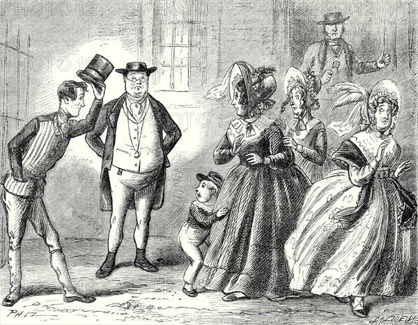 Pickwick Papers, ìMrs. Bardell screamed violently; Tommy roared; Mrs. Cluppins shrunk within herself; and Mrs. Sanders made off without more adoî