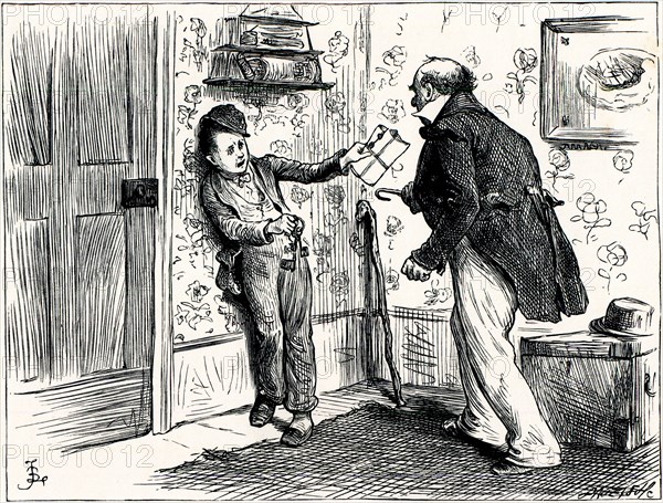 Charles Dickens, Dombey and Son. " THE CAPTAIN'S VOICE WAS SO TREMENDOUS, AND HE CAME OUT OF HIS CORNER WITH SUCH WAY ON HIM, THAT ROB RETREATED BEFORE HIM INTO ANOTHER CORNER : HOLDING our THE KEYS AND PACE ET, TO PREVENT HIMSELF FROM BEING RUN DOWN."