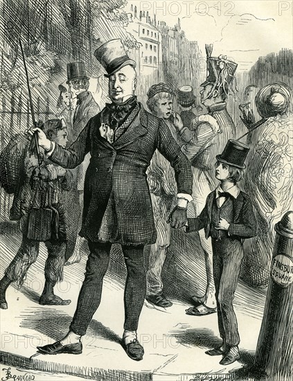 David Copperfield and Mr. Micawber, "Mr. Micawber impressing the names of streets and the shapes of corner houses upon me as we went along, that I might find my way back easily in the morning."