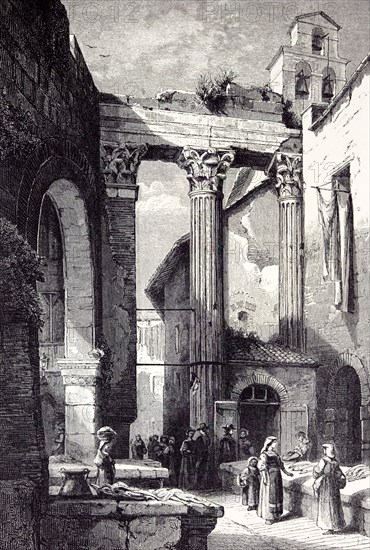 Rome Italy 1875, PORTICO  OF OCTAVIA, SIDE OF THE  PESCHERIA