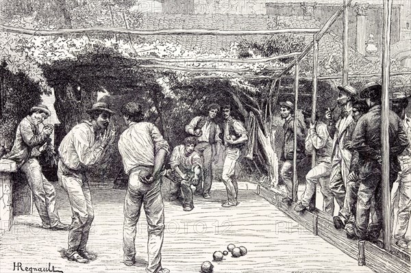 Rome Italy 1875, Playing at Bowls