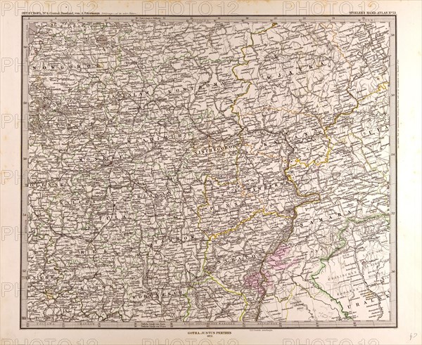 Eastern Europe Map 1873 Gotha, Justus Perthes, Atlas. Perthes, Johan Georg Justus 1749 Ã¢â‚¬â€ú 1816, German publisher, was born in Rudolstadt in 1749. In 1785 he founded at Gotha the business which bears his name, Justus Perthes. In this he was joined in 1814 by his son Wilhelm, 1793 Ã¢â‚¬â€ú 1853. He laid the foundation of the Geographical Branch of the business, for which it is chiefly famous, by publishing the and-Atlas (1817-1823) of Adolf Stieler (1775-1836). Wilhelm Perthes engaged the collaboration of the most eminent German geographers of the time, including Heinrich  Berghaus, Christian Gottlieb Reichard, Karl Spruler and Emil von Sydow. The business passed to his son Bernard Wilhelm Perthes (1821-1857). In 1863 the firm first issued the Almanach de Gotha, a statistical, Historical and genealogical Annual (in French) of the various countries of the world.