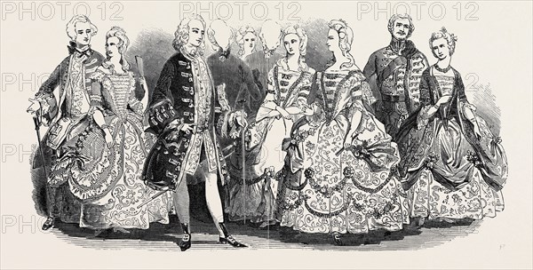 HER MAJESTY'S COSTUME BALL, MARQUIS OF DONEGAL, MISS BURDETT COUTTS, EARL OF SURREY, BELGIAN AMBASSADRESS, MARCHIONESS OF ORMONDE, LORD MANDEVILLE, BARONESS ROTHSCHILD