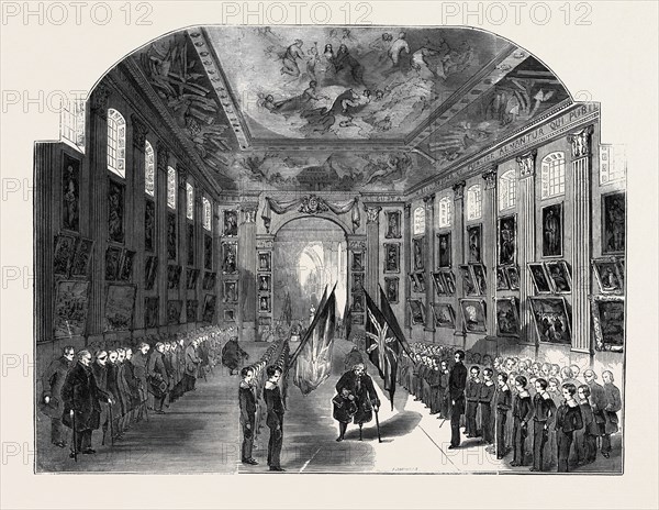DISTRIBUTION OF THE "NELSON MEDALS," IN THE PAINTED HALL, GREENWICH HOSPITAL