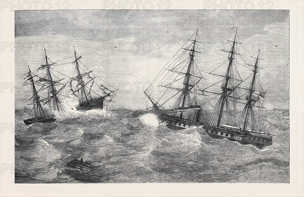 H.M.S. IMMORTALITE FINDING THE DERELICT MARGARET POLLOCK AT SEA, 1873