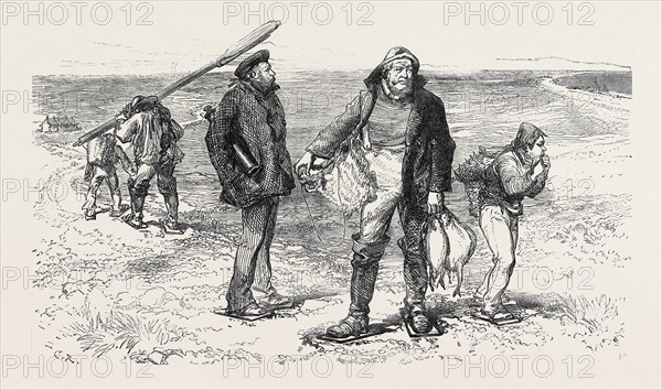 LOSS OF THE NORTHFLEET: VIEW NEAR DUNGENESS, WITH BEACHMEN WEARING "BACK STAYS", 1873