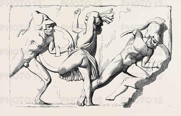 THE BOUDROUM MARBLES: NO. 3. PART OF A FRIEZE REPRESENTING A BATTLE BETWEEN THE AMAZONS AND THE GREEKS