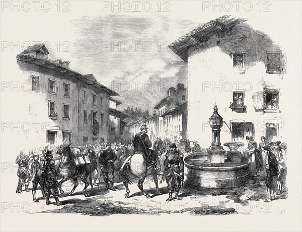 THE WAR, ARRIVAL OF THE SECOND DIVISION OF THE 4TH CORPS OF FRENCH TROOPS AT MODANE, SAVOY, ON THE 3RD INST. FROM A SKETCH BY J.A. BEAUCE