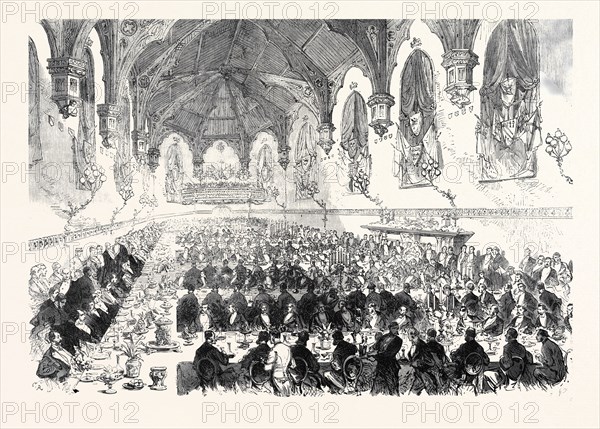 THE MAJORITY OF THE DUKE OF NORFOLK: DINNER IN THE BARONS' HALL, ARUNDEL CASTLE, 1869