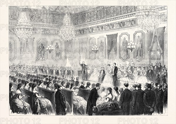 CONCERT IN THE SALLE DES MARECHAUX, AT THE TUILERIES, PARIS, FRANCE, 1869