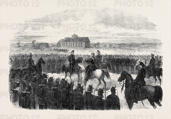 INSPECTION OF THE ESSEX RIFLES (MILITIA) AT COLCHESTER, UK, 1869