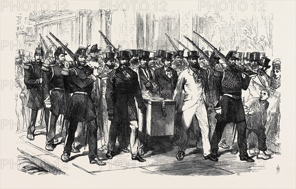 THE ELECTIONS IN FRANCE: REMOVAL OF THE VOTING-URN FROM A DISTRICT POLLING-PLACE TO THE MAIRIE, 1869