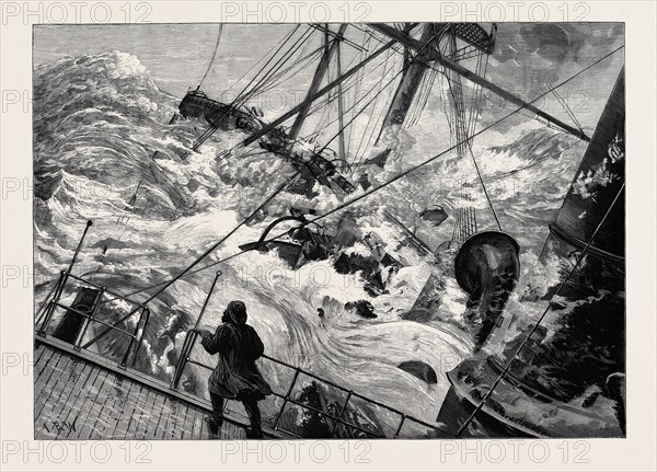 THE ORIENT LINE STEAMER CHIMBORAZO IN A GALE, 1880