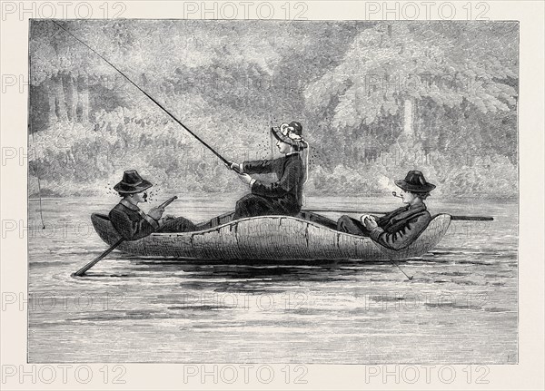 FISHING ON THE RISTIGOUCHE, IN CANADA: DRAWING BY PRINCESS LOUISE, IN ...