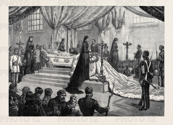 FUNERAL OF THE EMPRESS OF RUSSIA AT ST. PETERSBURG: THE LYING IN STATE IN THE CATHEDRAL OF ST. PETER AND ST. PAUL, 1880