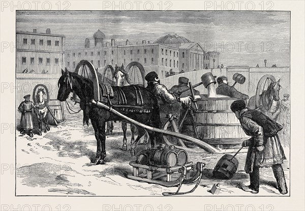 TAKING WATER FROM THE NEVA AT ST. PETERSBURG, RUSSIA, 1874