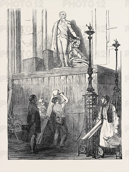PREPARATIONS FOR THE FUNERAL OF THE DUKE OF WELLINGTON, IN ST. PAUL'S CATHEDRAL: THE NELSON MONUMENT, 1852