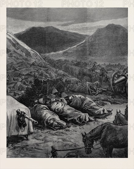 THE AFGHAN WAR: SLEEPING ON THE BATTLEFIELD, THE NIGHT BEFORE THE ATTACK ON FORT ALI MUSJID, 1879