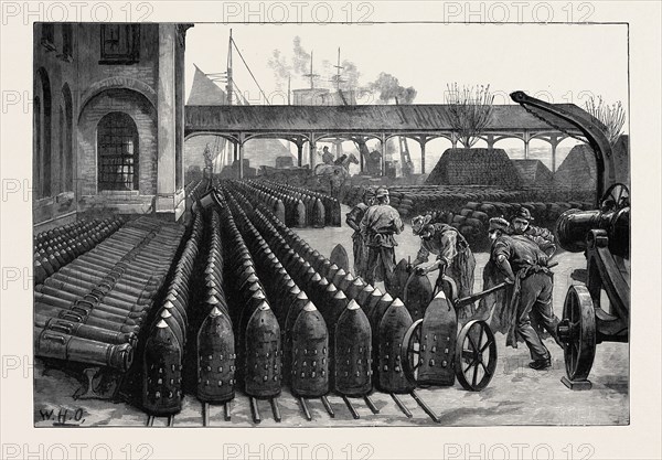 WAR MANUFACTURES AT WOOLWICH ARSENAL: 700-LB. PALLISER SHELLS FOR THE 38-TON GUNS, 1879