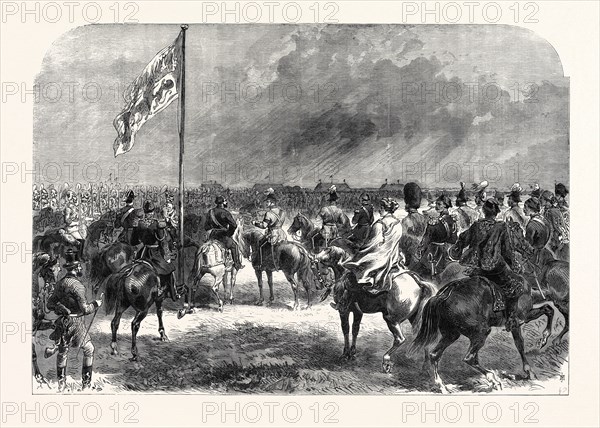 REVIEW OF THE GUARDS AND VOLUNTEERS LAST SATURDAY, ON WIMBLEDON COMMON, UK, 1867