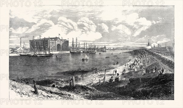 THE NEW RAILWAY STEAMBOAT DOCKS, BARROW-IN-FURNESS, NORTH LANCASHIRE, UK, 1867