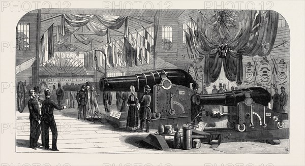THE PARIS INTERNATIONAL EXHIBITION: MUNITIONS OF WAR EXHIBITED BY PRIVATE MANUFACTURERS, FRANCE, CANNON, 1867