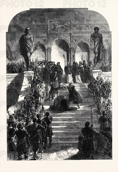 THE EXECUTION SCENE FROM "THE DOGE OF VENICE," AT DRURY LANE THEATRE, LONDON, UK, 1867