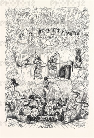 THE SCHOOLBOY'S NOTION OF WHAT A CHRISTMAS PANTOMIME OUGHT TO BE, DRAWN BY F. ELTZE, 1867
