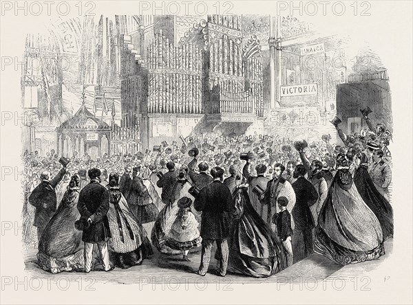 THE INTERNATIONAL EXHIBITION: A SCENE NEAR THE EASTERN DOME ON THE CLOSING DAY, 1862