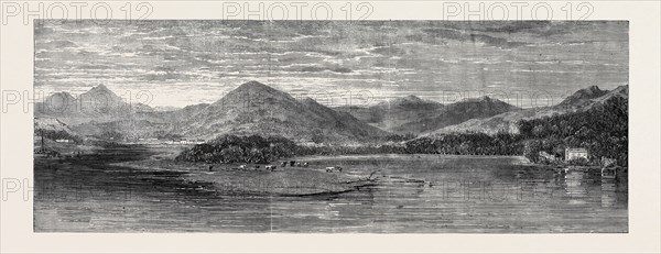 THE BAY OF FINLARIG, LOCH TAY, PERTHSHIRE, WITH THE MAUSOLEUM OF THE BREADALBANE FAMILY, 1862