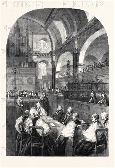CONFIRMATION OF DR. LONGLEY'S ELECTION TO THE ARCHBISHOPRIC OF CANTERBURY IN THE CHURCH OF ST. MARY-LE-BOW, CHEAPSIDE: THE ARCHBISHOP-ELECT TAKING THE OATHS, 1862