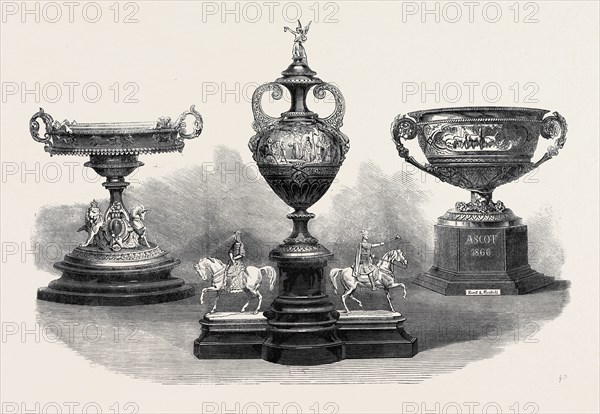 ASCOT RACES: THE QUEEN'S GOLD CUP (LEFT), THE ASCOT CUP (CENTRE), THE ROYAL HUNT CUP (RIGHT), UK, 1866