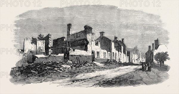 THE GREAT FIRE AT OTTERY ST. MARY, DEVONSHIRE: RUINS OF YONDER STREET AND JEHU STREET, UK, 1866